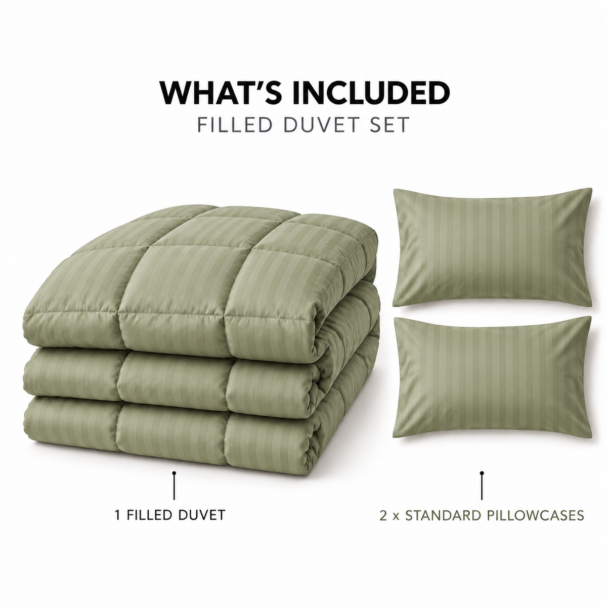 COLCHA HOME Mint Mist Timeless Stripes filled duvet
