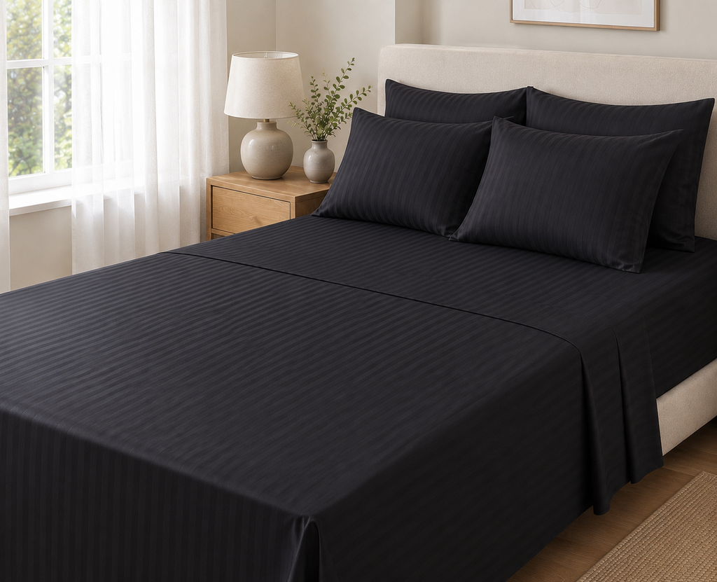 COLCHA HOME Noir Timeless Stripes bedsheet