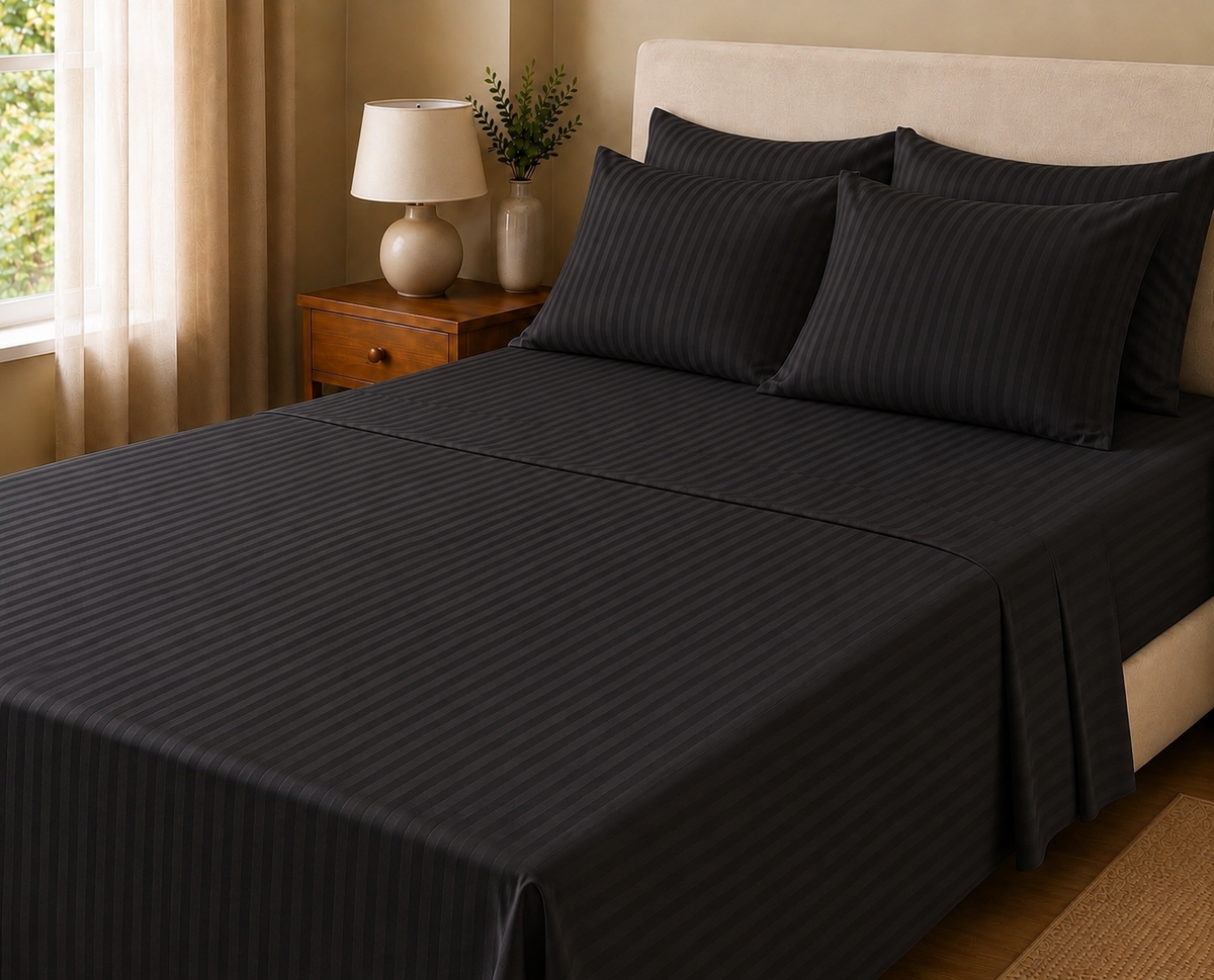 COLCHA HOME Noir Timeless Stripes bedsheet