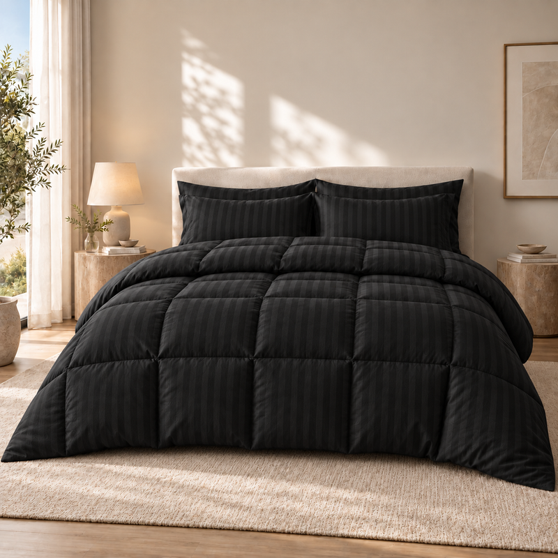 COLCHA HOME Noir Timeless Stripes filled duvet