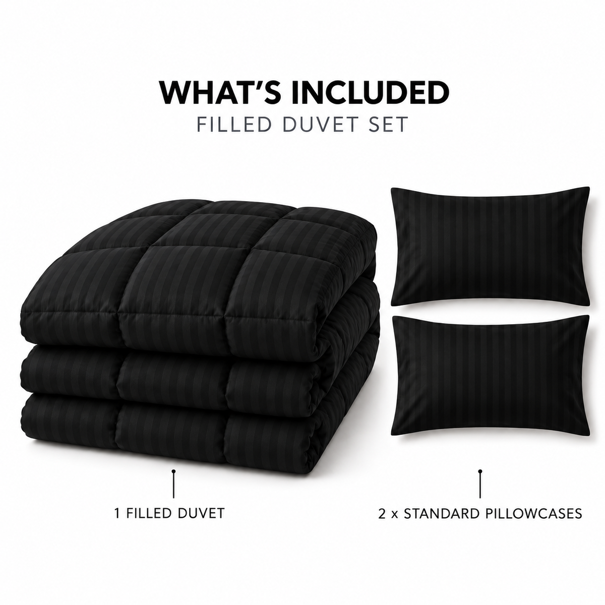 COLCHA HOME Noir Timeless Stripes filled duvet