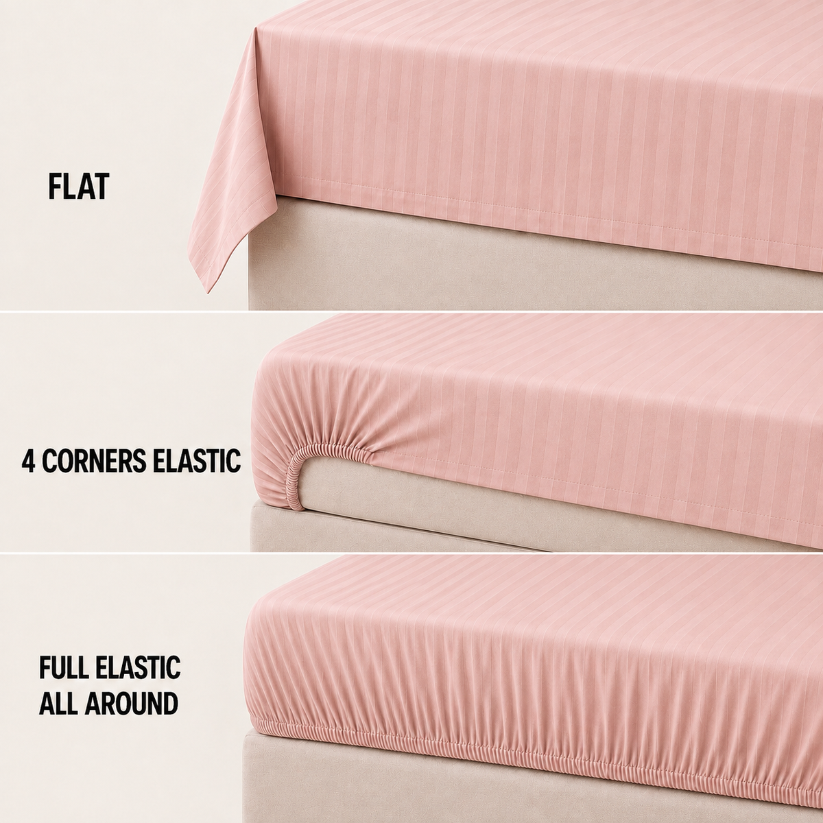 COLCHA HOME Rosé Blush Timeless Stripes bedsheet