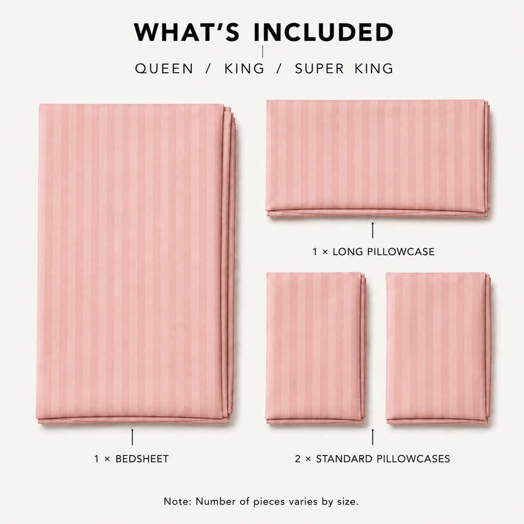 COLCHA HOME Rosé Blush Timeless Stripes bedsheet