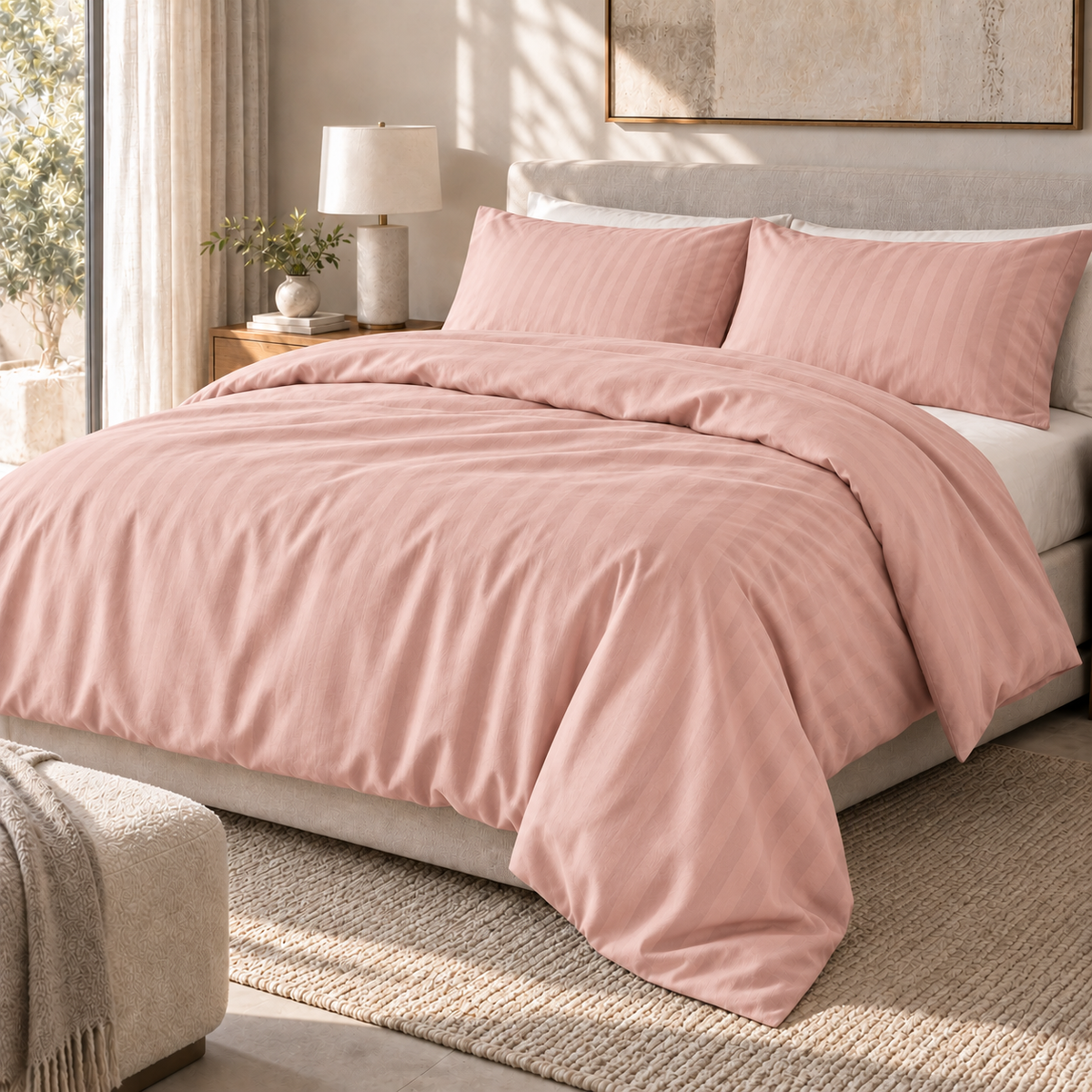 COLCHA HOME Rosé Blush Timeless Stripes duvet cover