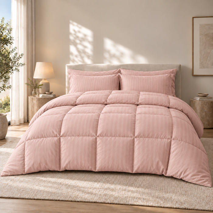 COLCHA HOME Rosé Blush Timeless Stripes filled duvet