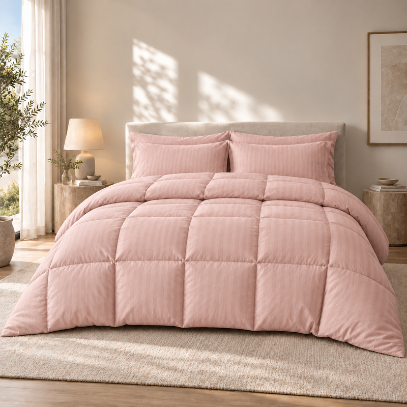 COLCHA HOME Rosé Blush Timeless Stripes filled duvet