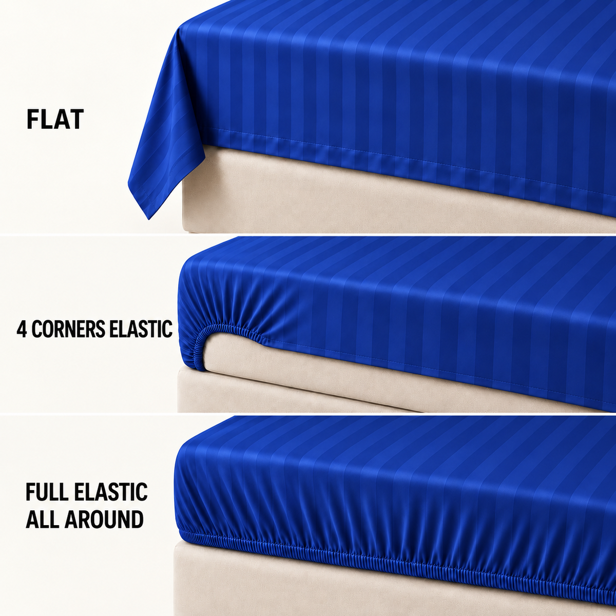 COLCHA HOME Royal Azure Timeless Stripes bedsheet