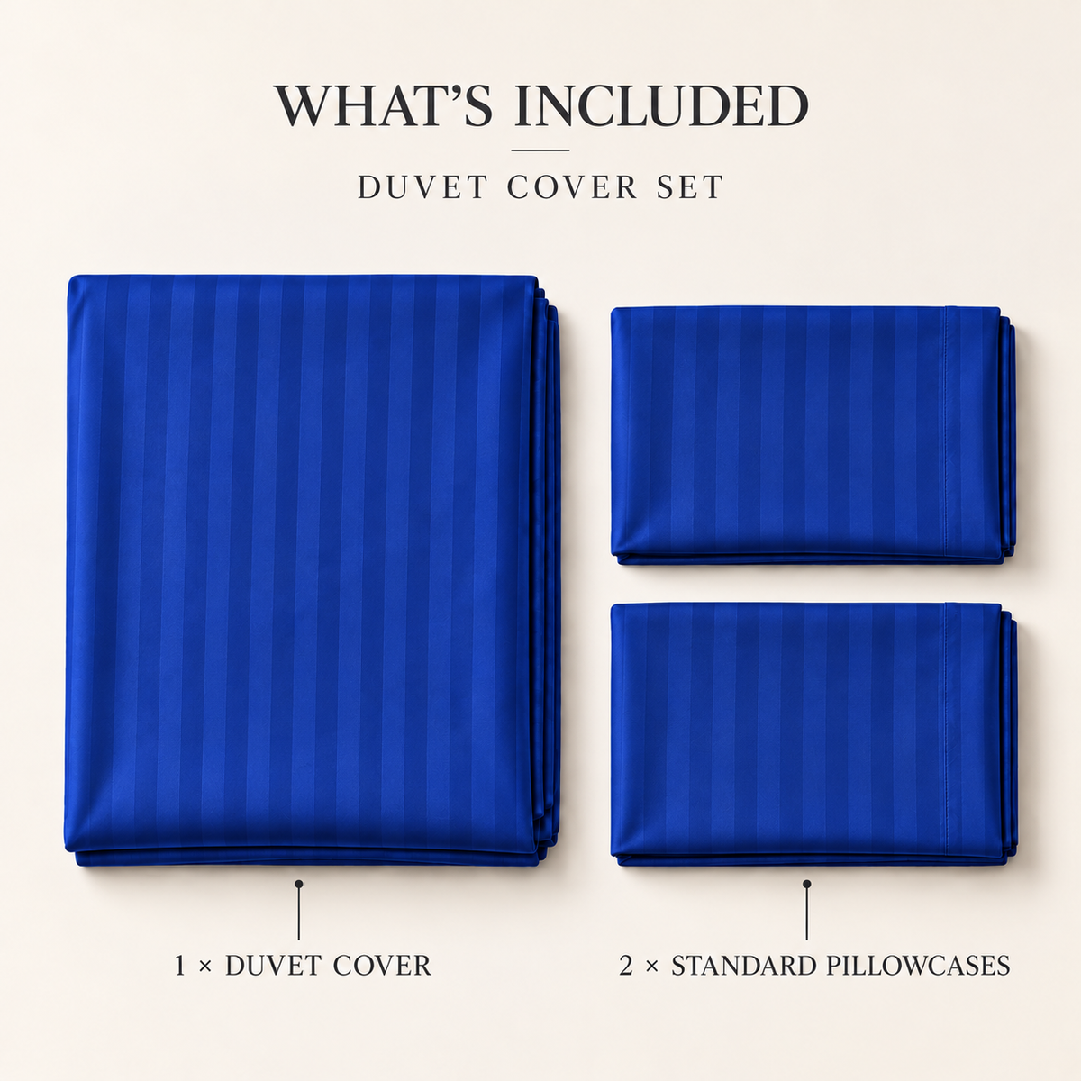 COLCHA HOME Royal Azure Timeless Stripes duvet cover set.