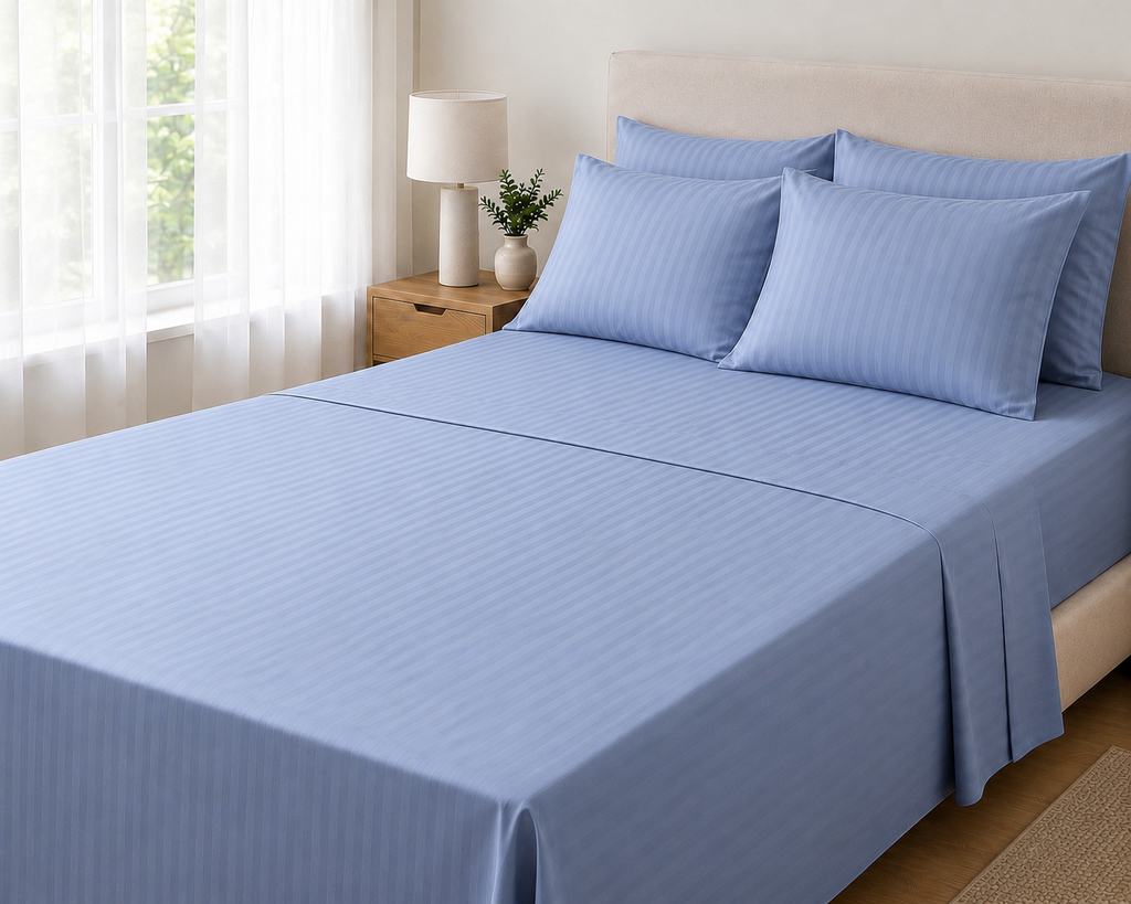COLCHA HOME Sky Mist Timeless Stripes bedsheet
