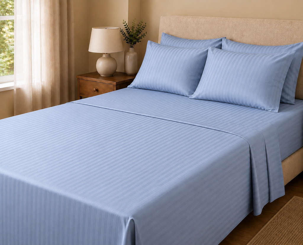 COLCHA HOME Sky Mist Timeless Stripes bedsheet