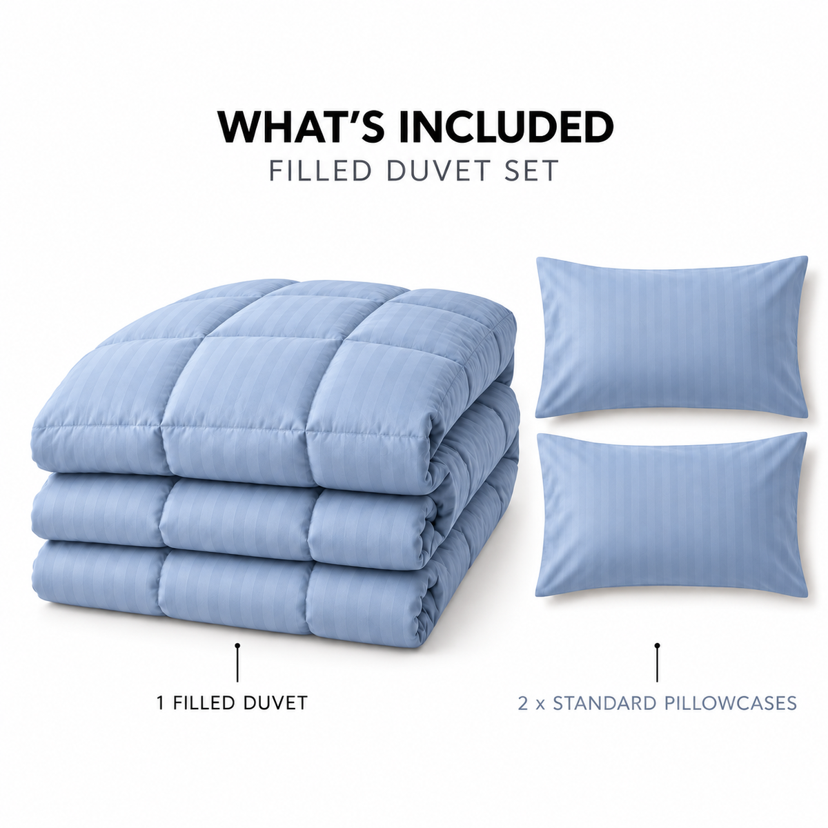 COLCHA HOME Sky Mist Timeless Stripes filled duvet
