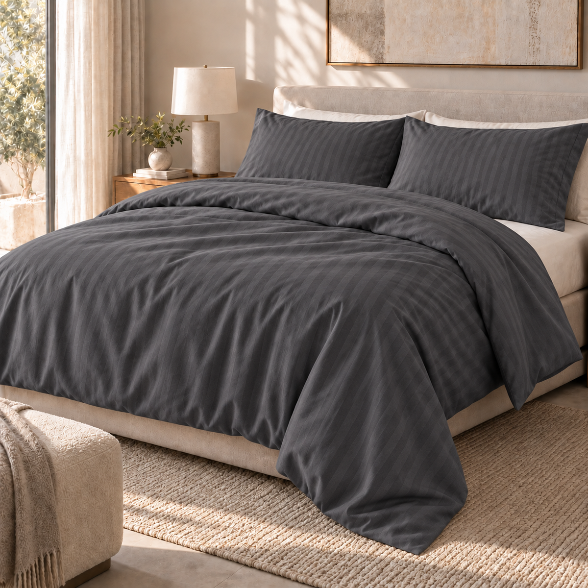 COLCHA HOME Slate Timeless Stripes duvet cover