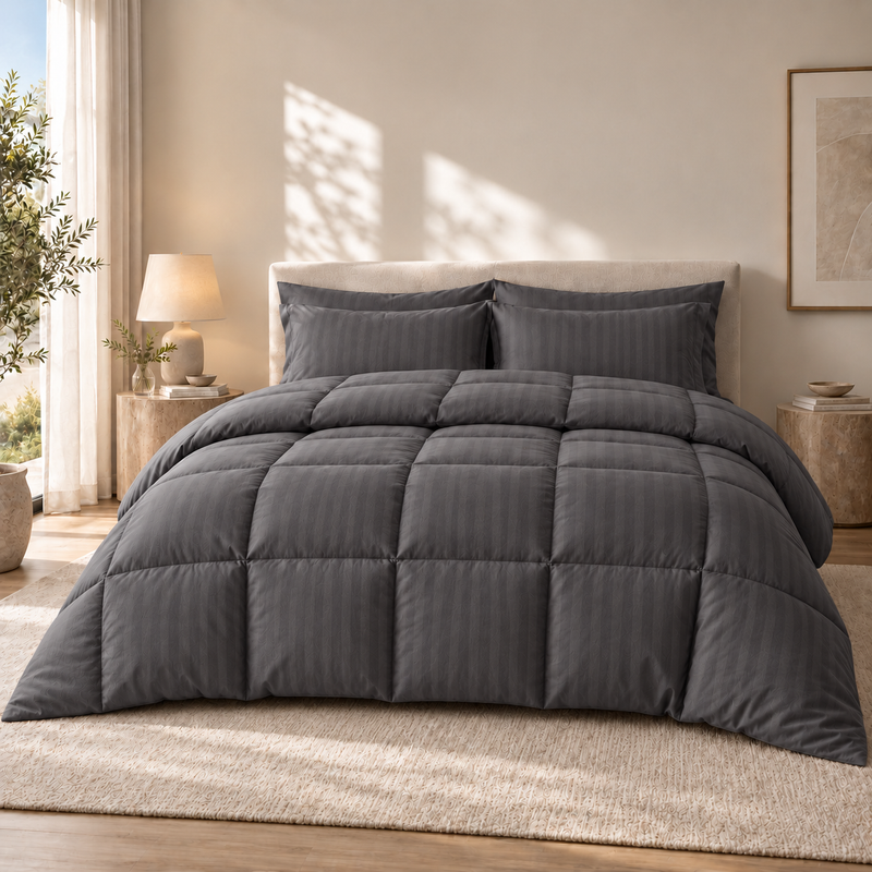 COLCHA HOME Slate Timeless Stripes filled duvet