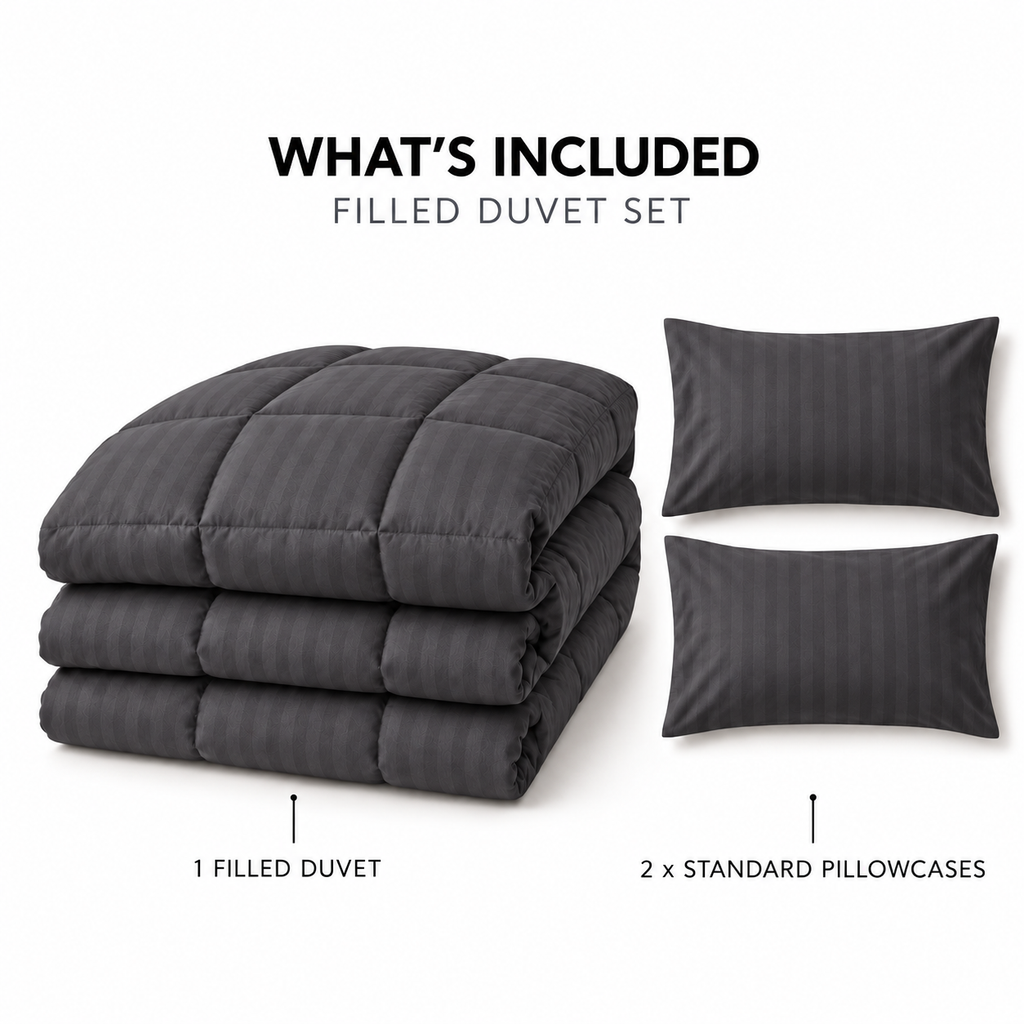 COLCHA HOME Slate Timeless Stripes filled duvet